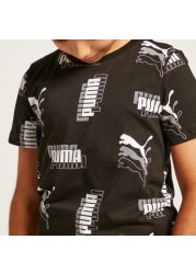 PUMA Printed Crew Neck T-shirt with Short Sleeves