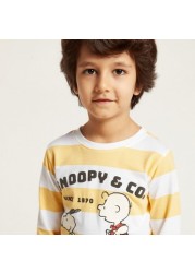 Snoopy Printed T-shirt with Crew Neck and Long Sleeves