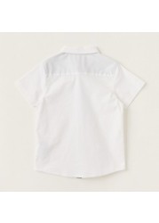 Juniors Solid Shirt with Spread Collar and Short Sleeves