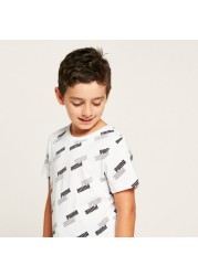 PUMA ALl-Over Logo Print T-shirt with Short Sleeves