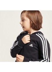 adidas Logo Print Hoodie with Long Sleeves and Kangaroo Pockets