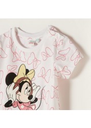 Disney Minnie Mouse Print Dress with Short Sleeves