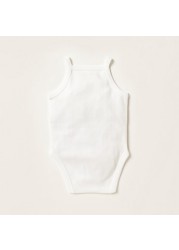 Juniors Solid Sleeveless Bodysuit with Button Closure