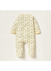 Juniors Floral Print Sleepsuit with Long Sleeves