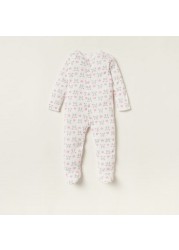 Juniors Printed Sleepsuit with Long Sleeves and Button Closure - Set of 3