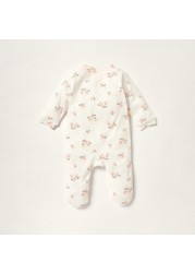 Juniors Floral Print Closed Feet Sleepsuit with Long Sleeves