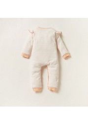 Juniors Embroidered Long Sleeves Sleepsuit with Button Closure