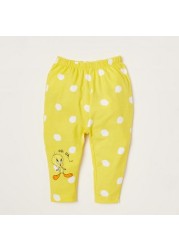 Tweety Print Leggings with Elasticated Waistband - Set of 2