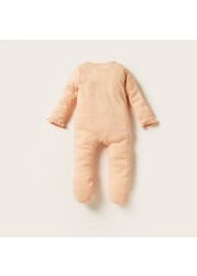 Juniors Embroidered Long Sleeves Sleepsuit with Button Closure