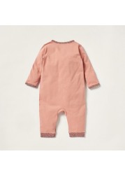 Juniors Embroidered Sleepsuit with Long Sleeves and Snap Button Closure