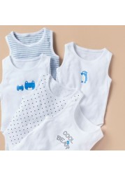 Juniors Printed Sleeveless Bodysuit with Snap Button Closure - Set of 7