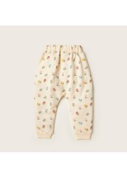 Juniors Floral Print Knit Pants with Elasticated Waistband - Set of 2