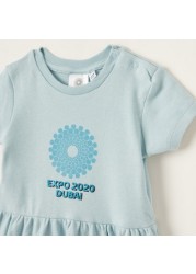 Expo 2020 Graphic Print Dress with Short Sleeves