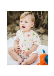 Tickle Tickle Organic Wild Maple Print Romper with Short Sleeves