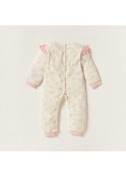 Juniors Printed Sleepsuit with Ruffles and Button Closure