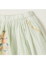 Giggles Floral Embroidered Skirt with Elasticised Waistband