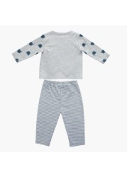 Juniors Bear Print Front Open T-shirt and Pyjama Set