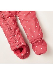 Juniors Polka Dot Print Coveralls with Hood