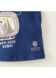 Expo 2020 Graphic Print Round Neck T-shirt with Short Sleeves