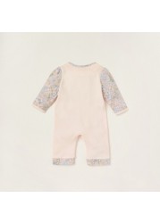 Juniors Floral Print Open Feet Sleepsuit with Long Sleeves