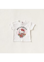 Sanrio Hello Kitty Print Crew Neck T-shirt and Shorts Set