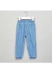 Juniors Solid Pants with Elasticated Waistband and Bow Detail