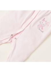 Juniors Printed Closed Feet Sleepsuit with Long Sleeves and Ruffle Detail