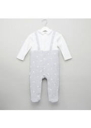 Giggles Printed Closed Feet Sleepsuit with Long Sleeves