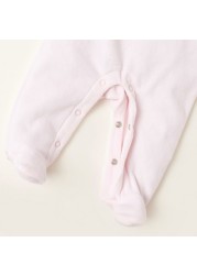 Juniors Embroidery and Checked Detail Sleepsuit with Snap Button Closure