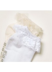 Giggles Textured Socks with Ruffles - Set of 2