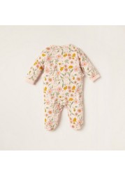 Juniors All-Over Floral Print Closed Feet Sleepsuit with Long Sleeves