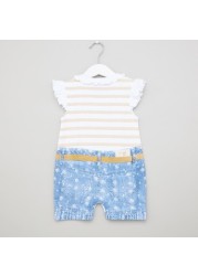 Juniors Printed Romper with Cap Sleeves