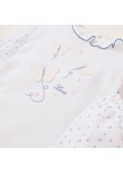 Juniors Embroidered T-shirt and Full Length Pyjama Set