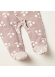 Juniors All-Over Cherry Print Closed Feet Sleepsuit with Long Sleeves