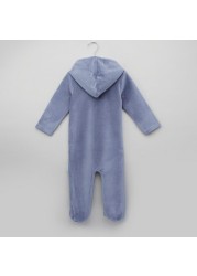 Juniors Textured Closed Feet Sleepsuit with Hood and Applique Detail