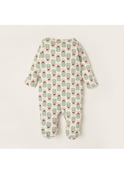 Juniors All-Over Printed Closed Feet Sleepsuit with Long Sleeves