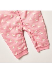 Juniors Unicorn Print Long Sleeve Sleepsuit with Button Closure