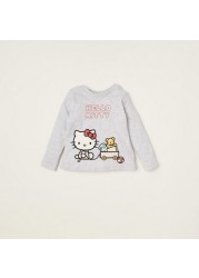 Sanrio Hello Kitty Print Crew Neck T-shirt with Long Sleeves - Set of 2