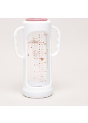 Giggles Printed Glass Feeding Bottle with Cover - 240 ml