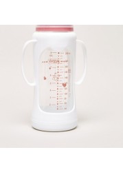 Giggles Printed Glass Feeding Bottle with Cover - 250 ml