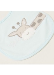 Juniors Giraffe Embroidered Detail Bib with Press Button Closure