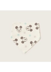 Disney Mickey Mouse Print Bib with Press Button Closure - Set of 3