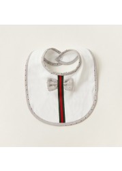 Giggles Bow Accented Bib with Snap Button Closure