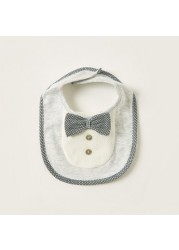 Giggles Bow Accented Bib with Snap Button Closure