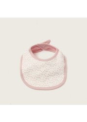 Juniors All-Over Floral Print Bib with Press Button Closure