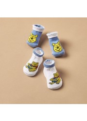 Disney Winnie the Pooh Print Bib and Booties - Set of 2