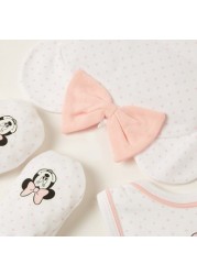 Disney Minnie Mouse Print Bib with Cap and Mittens