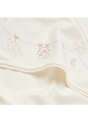 Giggles Embroidered Detail Receiving Blanket with Hood - 80x80 cms