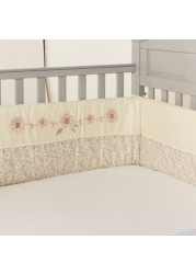 Giggles Floral Print Cot Bumper with Embroidery Detail