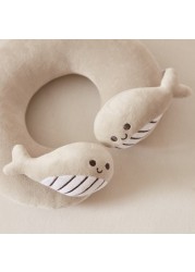 Juniors Solid Neck Pillow with Plush Whale Accent